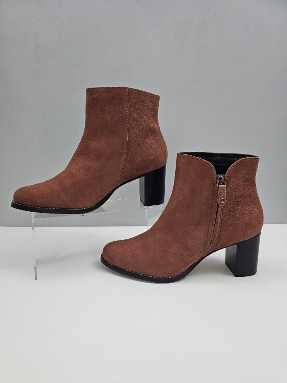 Marc Joseph Grand Central Ankle Boots Womens 10 Saddle Brown Leather Block Heel - Picture 2 of 14